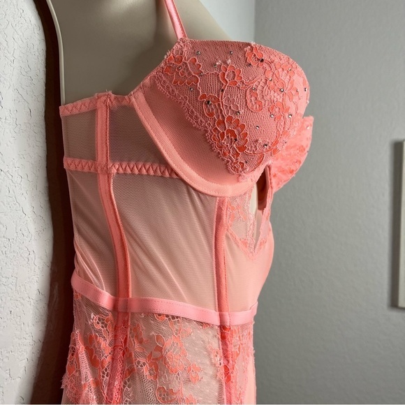 Victoria Secret Women Corset Bustier 34B SheerSexy Romantic Boudoir Mesh Sheer - Picture 2 of 8